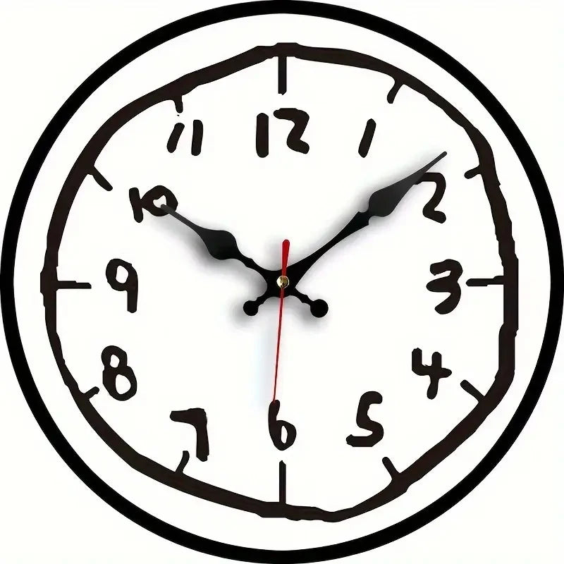 Horloge Murale Originale Effet Croquis Dessiné Main, Silencieuse et Bois – Griffonia