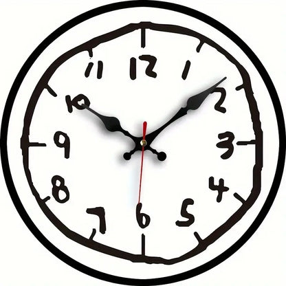 Horloge Murale Originale Effet Croquis Dessiné Main, Silencieuse et Bois – Griffonia