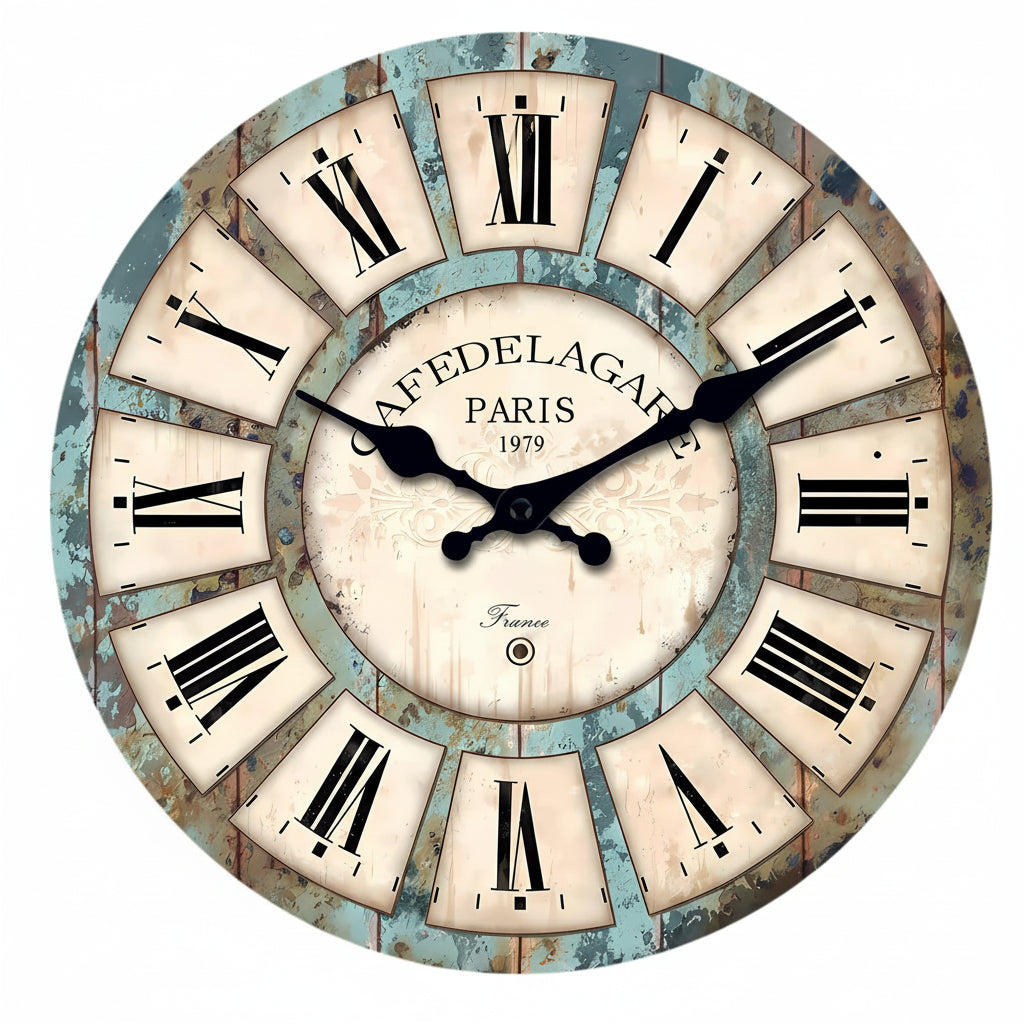 Horloge murale vintage en bois à motif grain naturel, silencieuse et décorative – Rustan