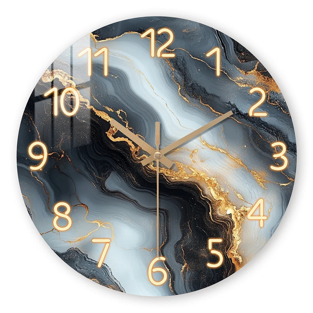 Horloge Murale Artistique Effet Marbre Bleu & Or – Design Luxe Décoratif – Auralis