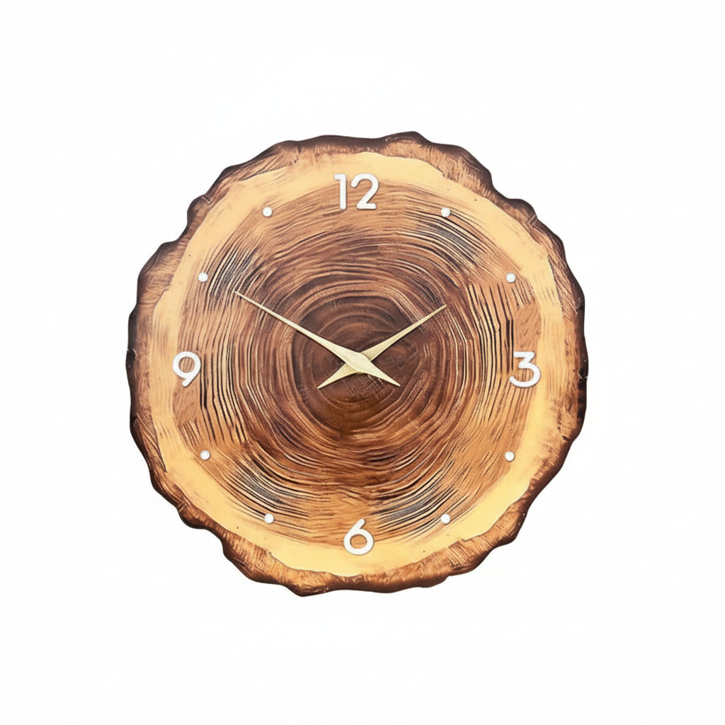 Horloge murale en bois effet tranche naturelle, silencieuse et décorative – Arboris