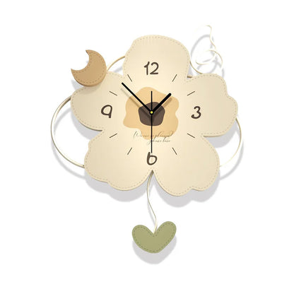 Pendule Murale Florale Crème, Silencieuse et Décorative en Grand Format – Lioréa
