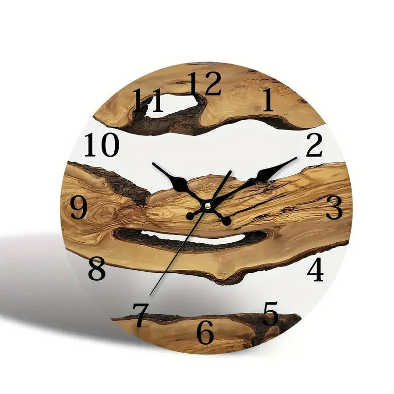 Horloge Murale Design en Verre Trempé Effet Bois, Silencieuse et Facile à Lire – Vernoa