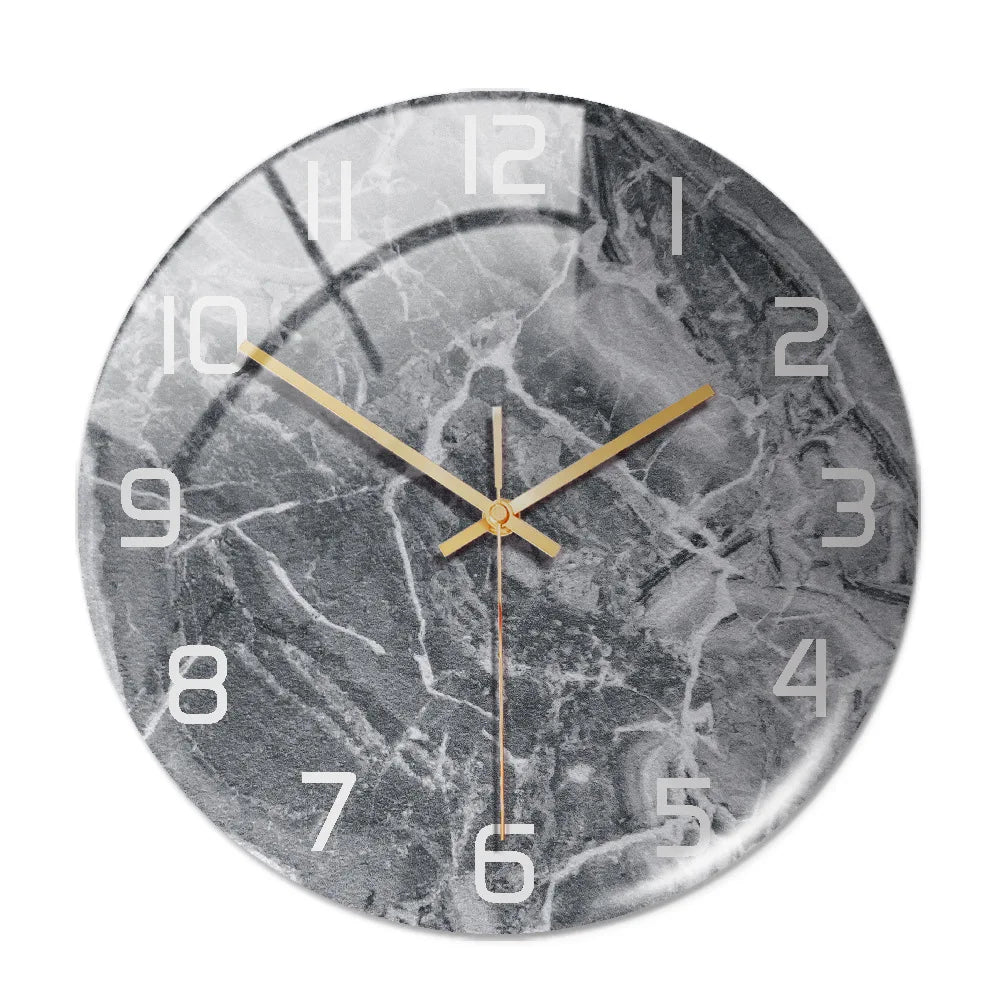 Horloge Murale Design Effet Marbre 3D en Acrylique, Silencieuse – Marbelia