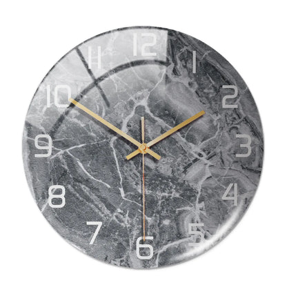 Horloge Murale Design Effet Marbre 3D en Acrylique, Silencieuse – Marbelia