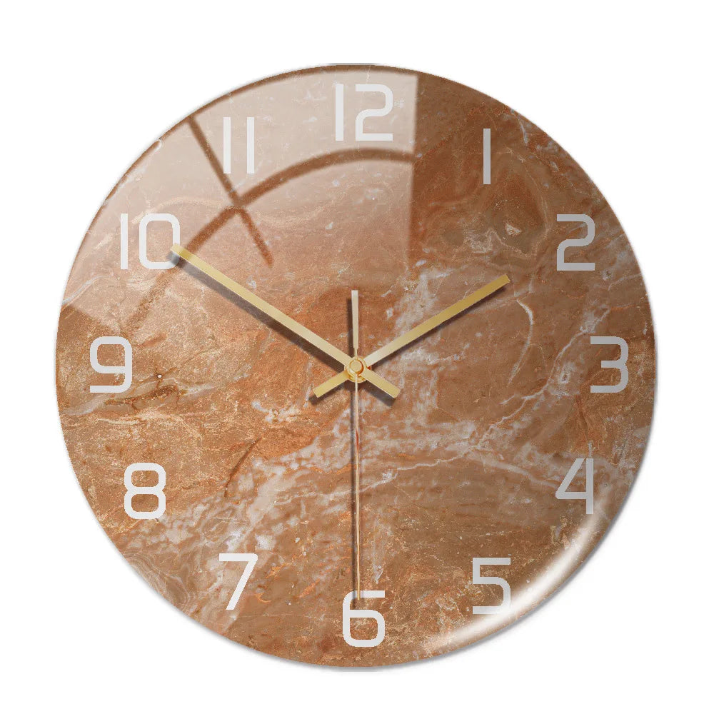 Horloge Murale Design Effet Marbre 3D en Acrylique, Silencieuse – Marbelia