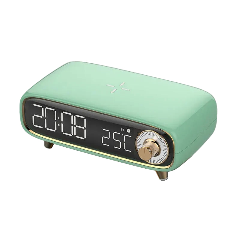 Horloge Numérique 6 en 1 avec Enceinte Bluetooth 5.0, Chargeur Sans Fil 15W et Veilleuse – Lumisono