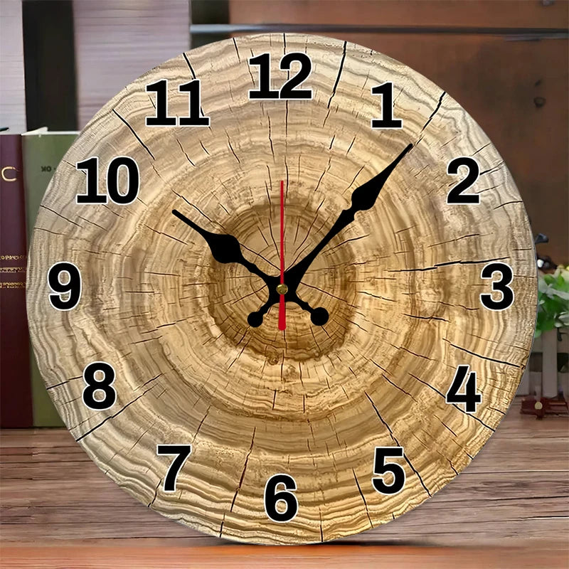Horloge murale en bois motif tronc d’arbre, lisible et silencieuse – Dendro