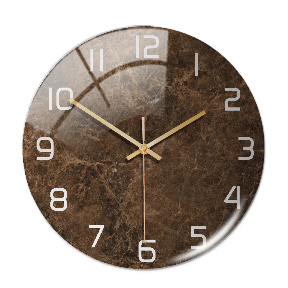 Horloge Murale Design Effet Marbre 3D en Acrylique, Silencieuse – Marbelia