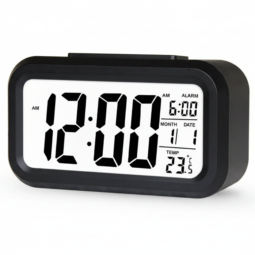 Horloge Numérique LED Grand Écran avec Snooze, Calendrier & Rétroéclairage – Noctira
