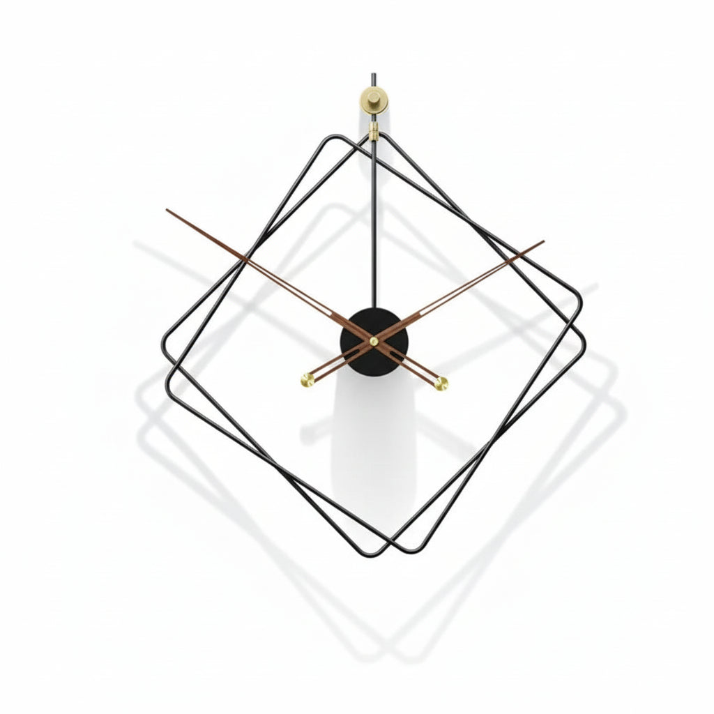 Horloge murale design grand format en métal noir, analogique et silencieuse – Nordica