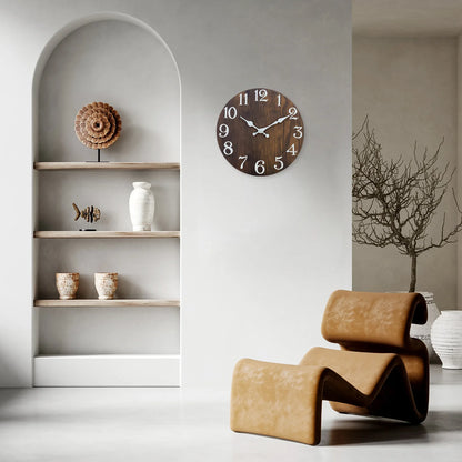 Horloge Murale en Bois au Style Rétro, Silencieuse et Lisible à Distance – Nostrum