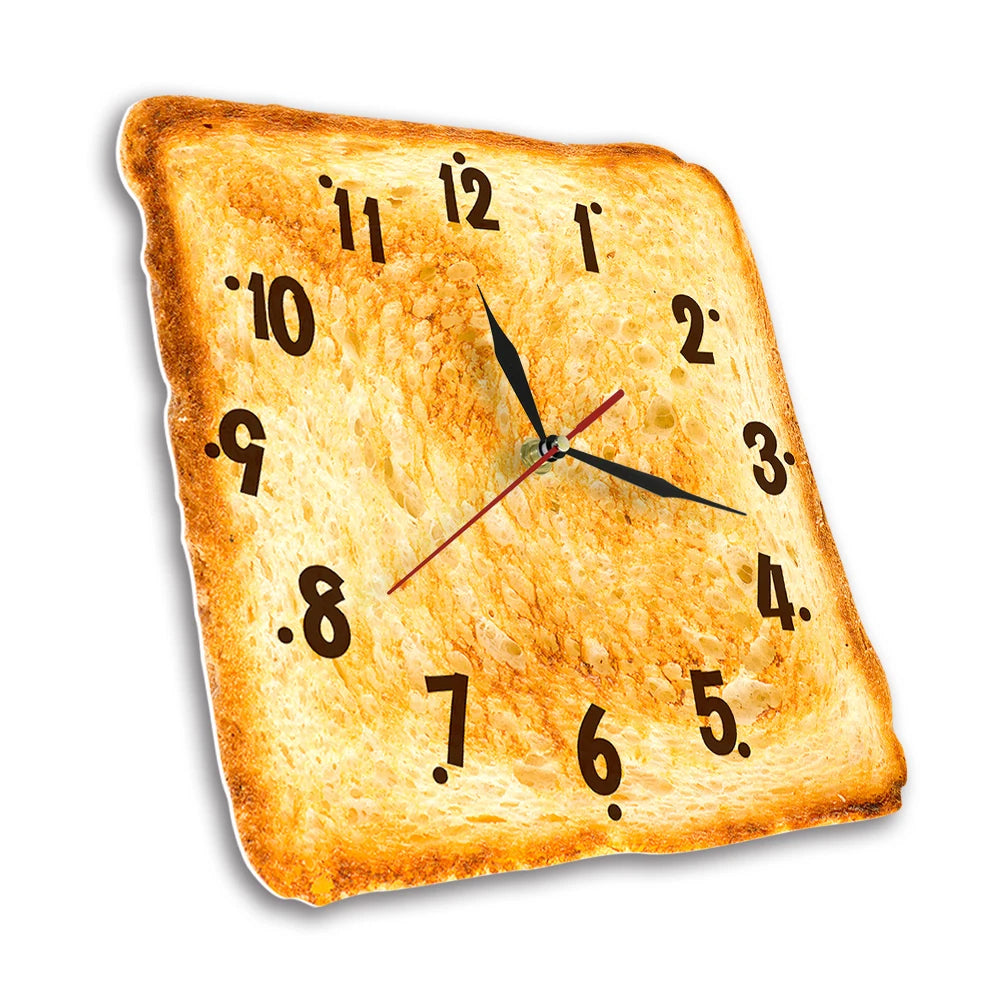 Horloge Murale Design Pain Grillé en Acrylique, Silencieuse et Originale – Toasta
