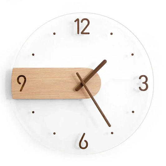 Horloge Murale Bois & Acrylique 12 Pouces, Style Nordique Silencieuse et Minimaliste – Skandi