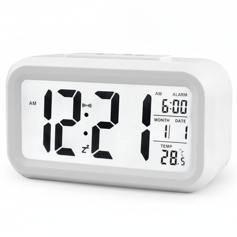 Horloge Numérique LED Grand Écran avec Snooze, Calendrier & Rétroéclairage – Noctira