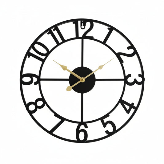 Horloge murale vintage ronde en métal, silencieuse et décorative grand format – Ferrano