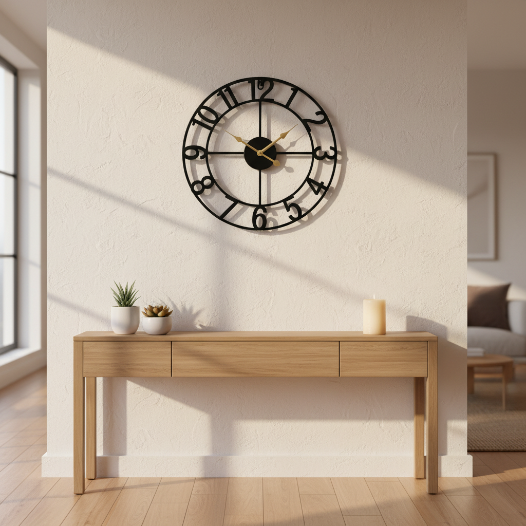 Horloge Murale Industrielle Ronde en Métal Vintage, Silencieuse et Décorative Grand Format – Ferrano