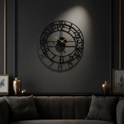 Horloge Murale Industrielle Ronde en Métal Vintage, Silencieuse et Décorative Grand Format – Ferrano