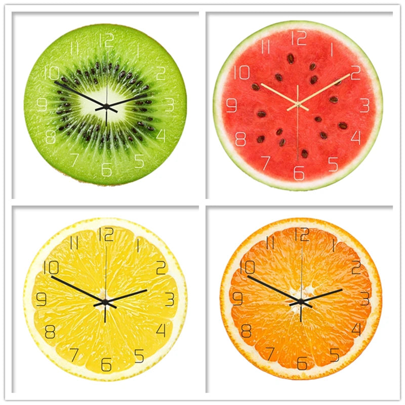 Horloge Murale Design Fruits Tropicaux en Acrylique, Silencieuse et Colorée – Fruvela