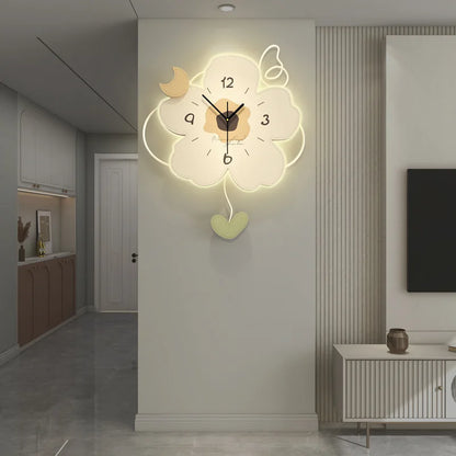 Pendule Murale Florale Crème, Silencieuse et Décorative en Grand Format – Lioréa