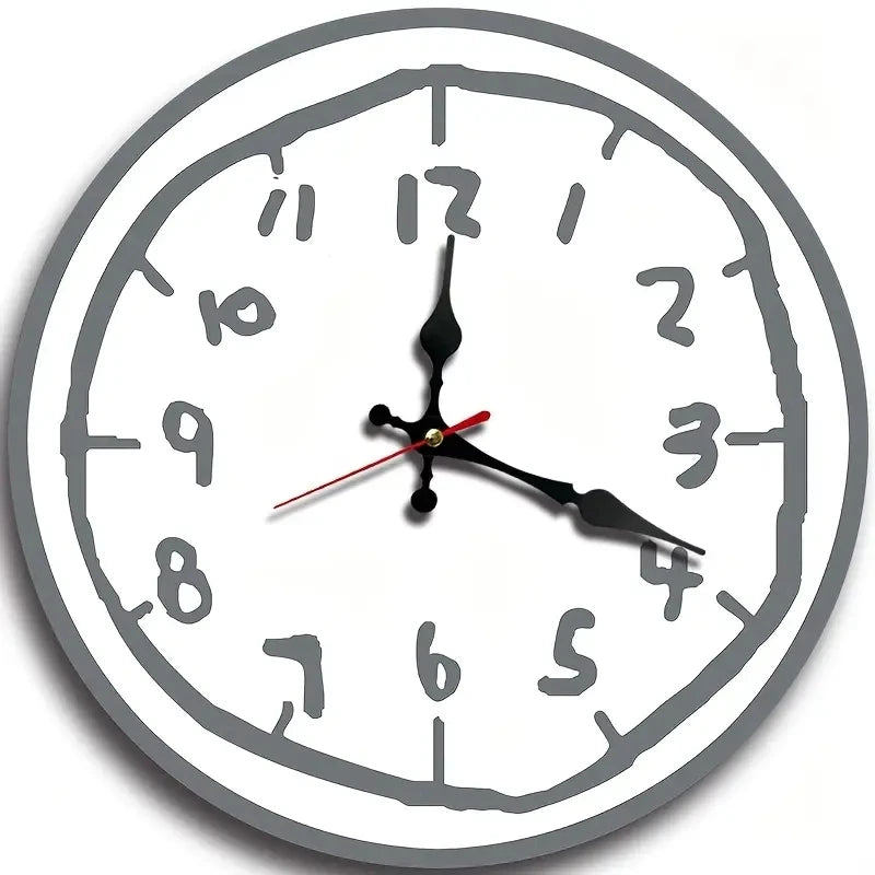 Horloge Murale Originale Effet Croquis Dessiné Main, Silencieuse et Bois – Griffonia