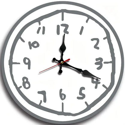 Horloge Murale Originale Effet Croquis Dessiné Main, Silencieuse et Bois – Griffonia