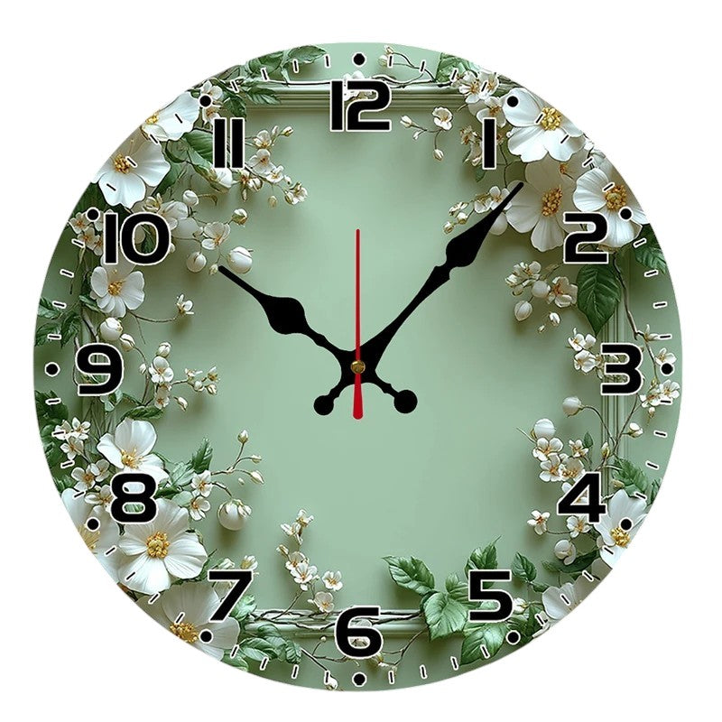 Horloge Murale Design Motif Couronne Florale, Silencieuse et Romantique – Verdana