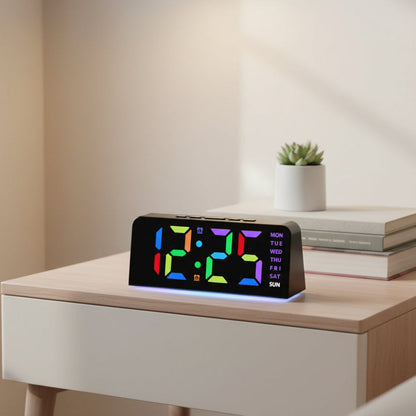 Réveil LED RGB avec Double Alarme et Luminosité Réglable – Velanga