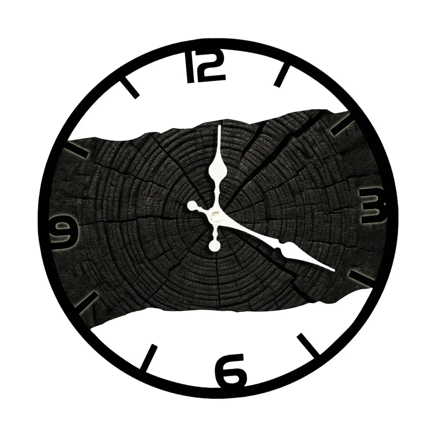 Horloge Murale en Bois Motif Cernes, Silencieuse et Rustique – Cernova