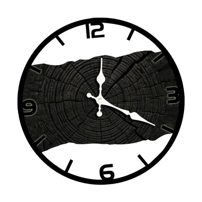 Horloge Murale en Bois Motif Cernes, Silencieuse et Rustique – Cernova
