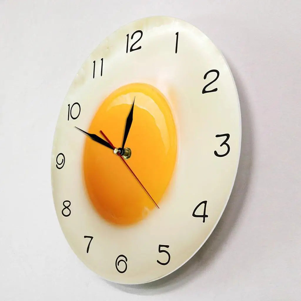 Horloge Murale Design Œuf sur le Plat en Acrylique, Silencieuse et Originale – Ovéa
