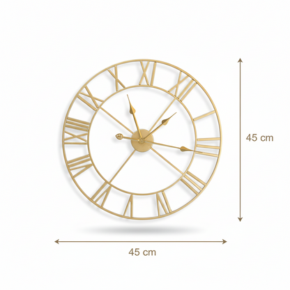 Horloge Murale Industrielle Dorée Classique, Silencieuse et Décorative – Valenza