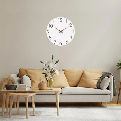 Horloge Murale Moderne en Bois Blanc, Design Élégante et Facile à Lire – Élégia