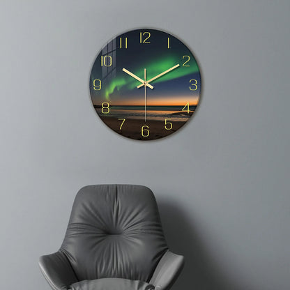 Horloge Murale Originale et Design en Verre Motif Plage et Aurore, Silencieuse et Panoramique – Boréa