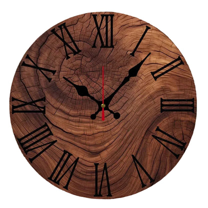 Horloge Murale en Bois Grain Naturel Ronde, Silencieuse et Authentique – Ligneva