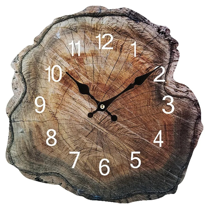Horloge murale en bois au motif cernes naturels, lisible et décorative – Annua
