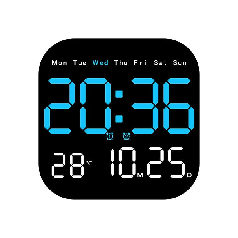 Horloge Numérique Murale LED Grand Format avec Télécommande et Double Alarme – Veltis