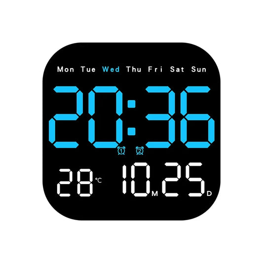 Horloge Numérique Murale LED Grand Format avec Télécommande et Double Alarme – Veltis