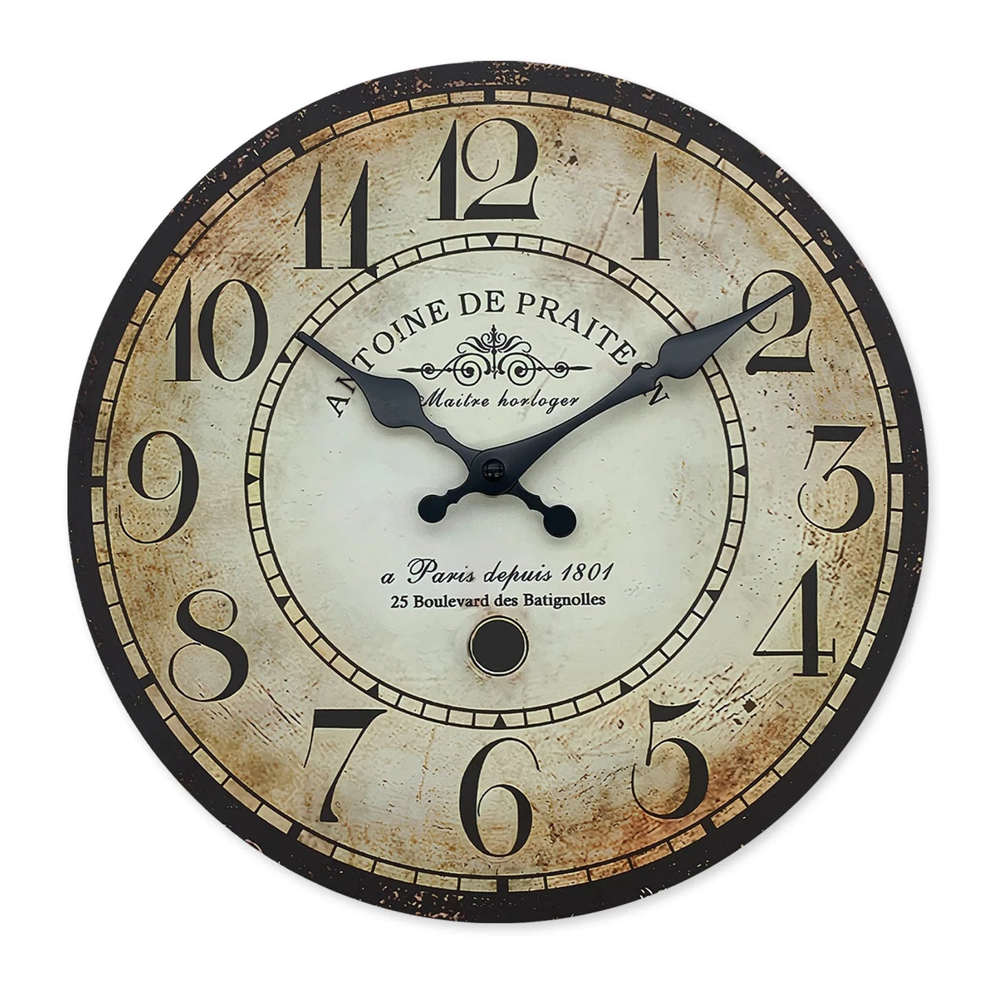 Horloge Murale Vintage Parisienne en Bois et Bambou, Silencieuse et Rétro – Antoine