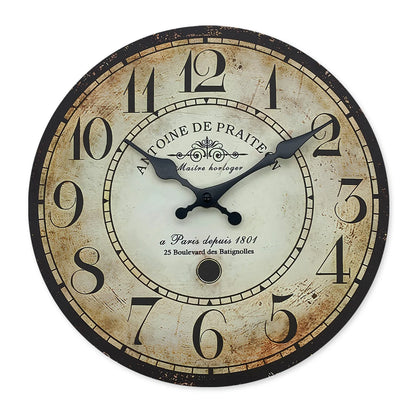 Horloge Murale Vintage Parisienne en Bois et Bambou, Silencieuse et Rétro – Antoine