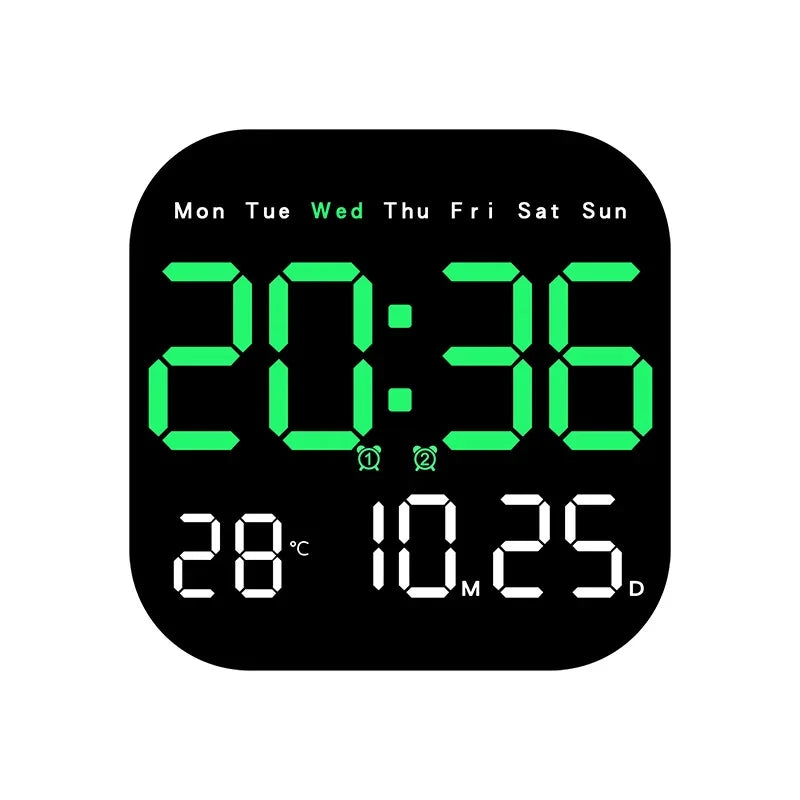 Horloge Numérique Murale LED Grand Format avec Télécommande et Double Alarme – Veltis