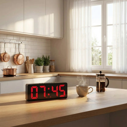 Réveil Miroir LED avec Commande Vocale et Snooze – Glowo