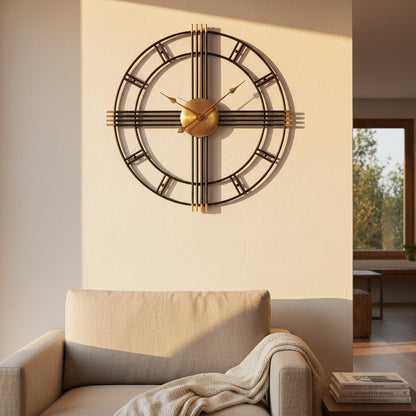 Horloge Murale Industrielle en Fer Forgé Style Européen, Silencieuse et Imposante – Ferronia