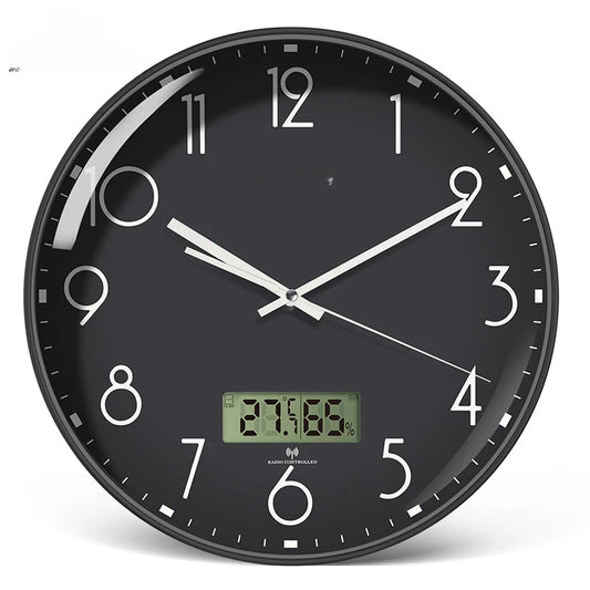Horloge murale vintage nordique minimaliste avec écran LCD, silencieuse et analogique – Norex