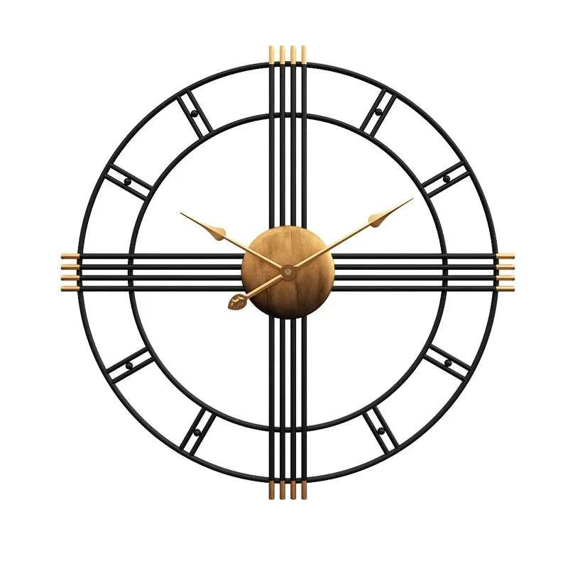 Horloge Murale Industrielle en Fer Forgé Style Européen, Silencieuse et Imposante – Ferronia