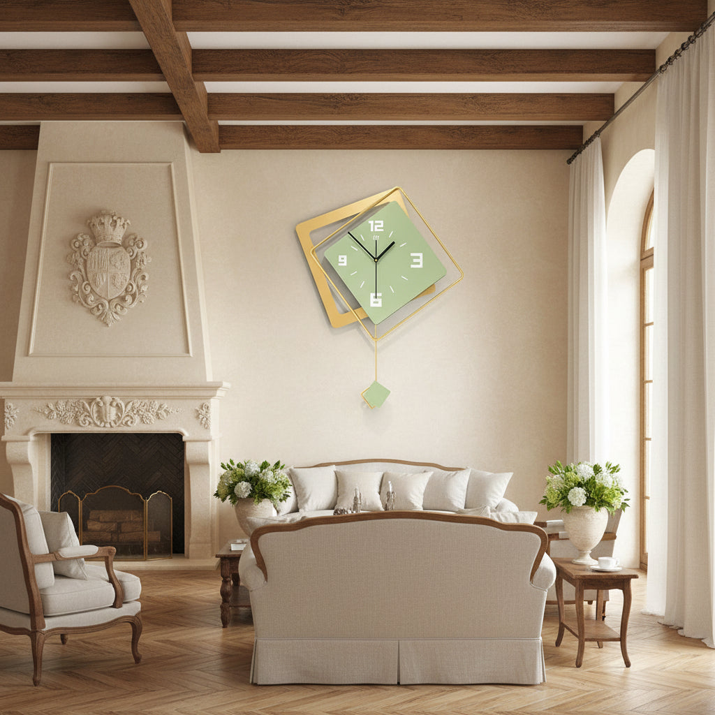 Horloge Murale Design Losange en Métal, Silencieuse et Contemporaine – Rhomba
