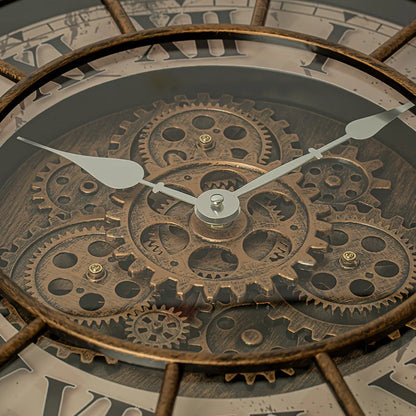 Horloge Murale Industrielle À Engrenages Style Steampunk, Silencieuse et Spectaculaire – Engrena