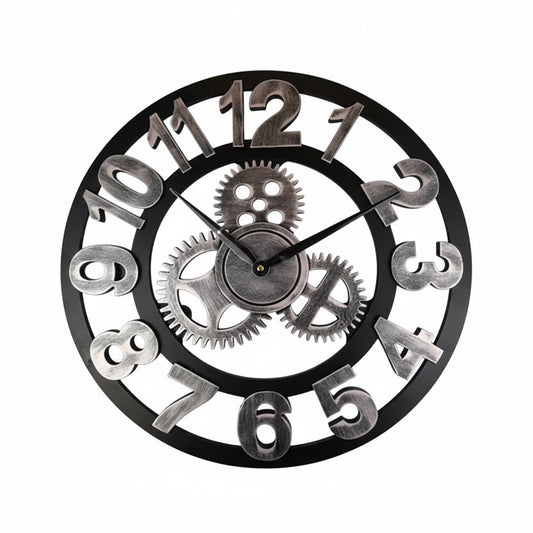 Horloge murale vintage rétro industriel en bois, silencieuse et décorative – Ferrou