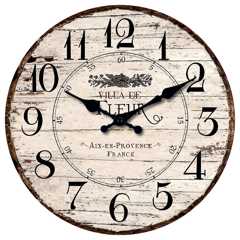Horloge Murale Vintage Ronde en Bois et Bambou, Silencieuse et Authentique – Provença