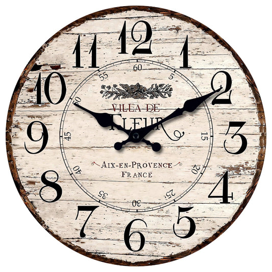 Horloge Murale Vintage Ronde en Bois et Bambou, Silencieuse et Authentique – Provença